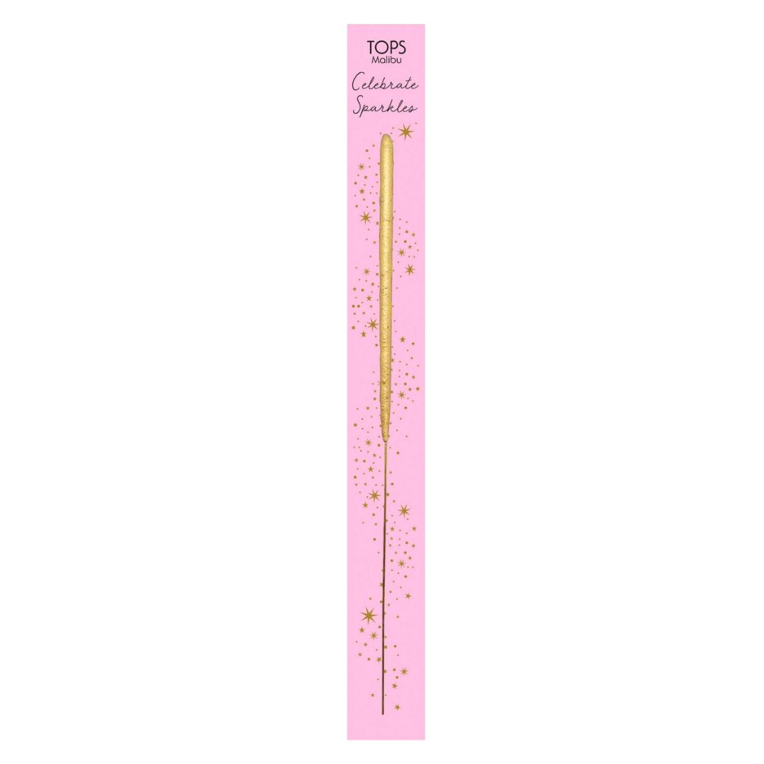 pink Wish Sparkler Card – A 6.75" gold sparkler for birthdays, weddings, and celebrations. Clean, bright burn with no smoke or residue.