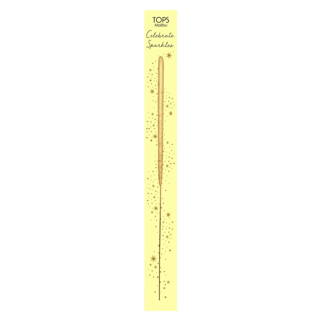 yellow Wish Sparkler Card – A 6.75" gold sparkler for birthdays, weddings, and celebrations. Clean, bright burn with no smoke or residue.